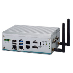 Axiomtek eBOX100A Low Power Fanless Ultra-Compact Embedded System, Intel N97, 2 LAN/4 LAN, HDMI, DP, 2 COM, 4 USB, and 9 to 36 VDC